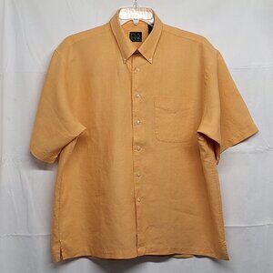 Jos A Bank Travelers Collection Mens Shirt 100% Linen XL Button Up Short Sleeve